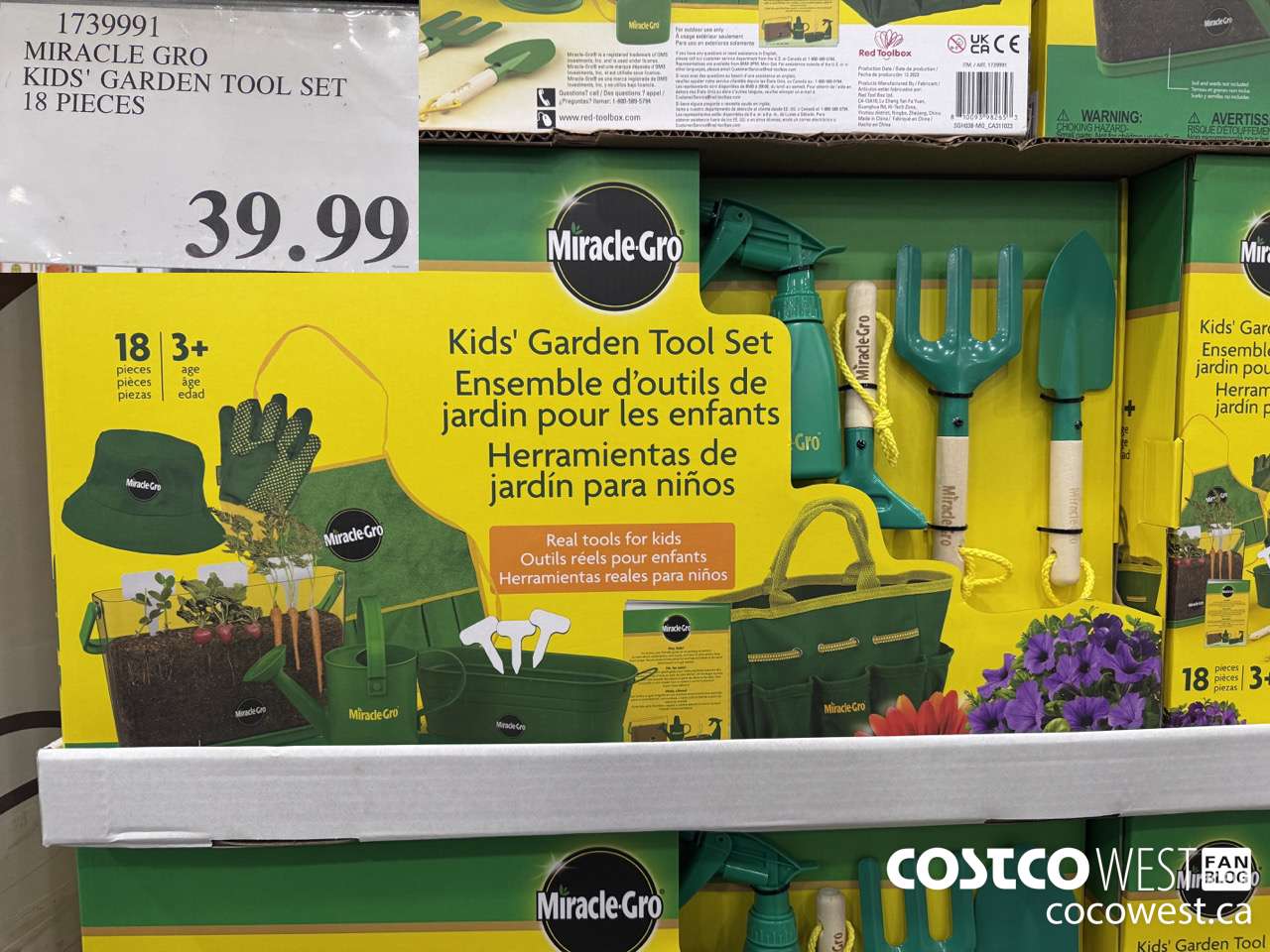 1739991 MIRACLE GRO KID'S GARDEN TOOL SET 18 PIECES $39.99