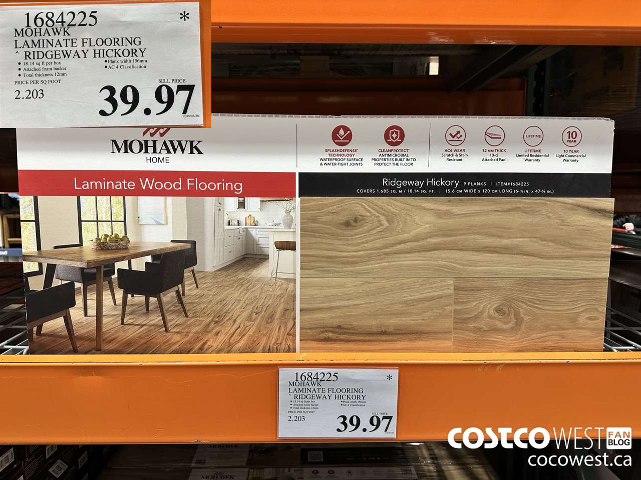 1684225 MOHAWK LAMINATE FLOORING RIDGEWAY HICKORY $39.97