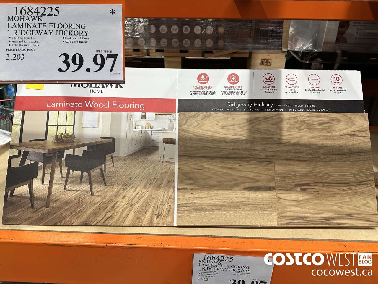 1684225 MOHAWK LAMINATE FLOORING RIDGEWAY HICKORY $39.97