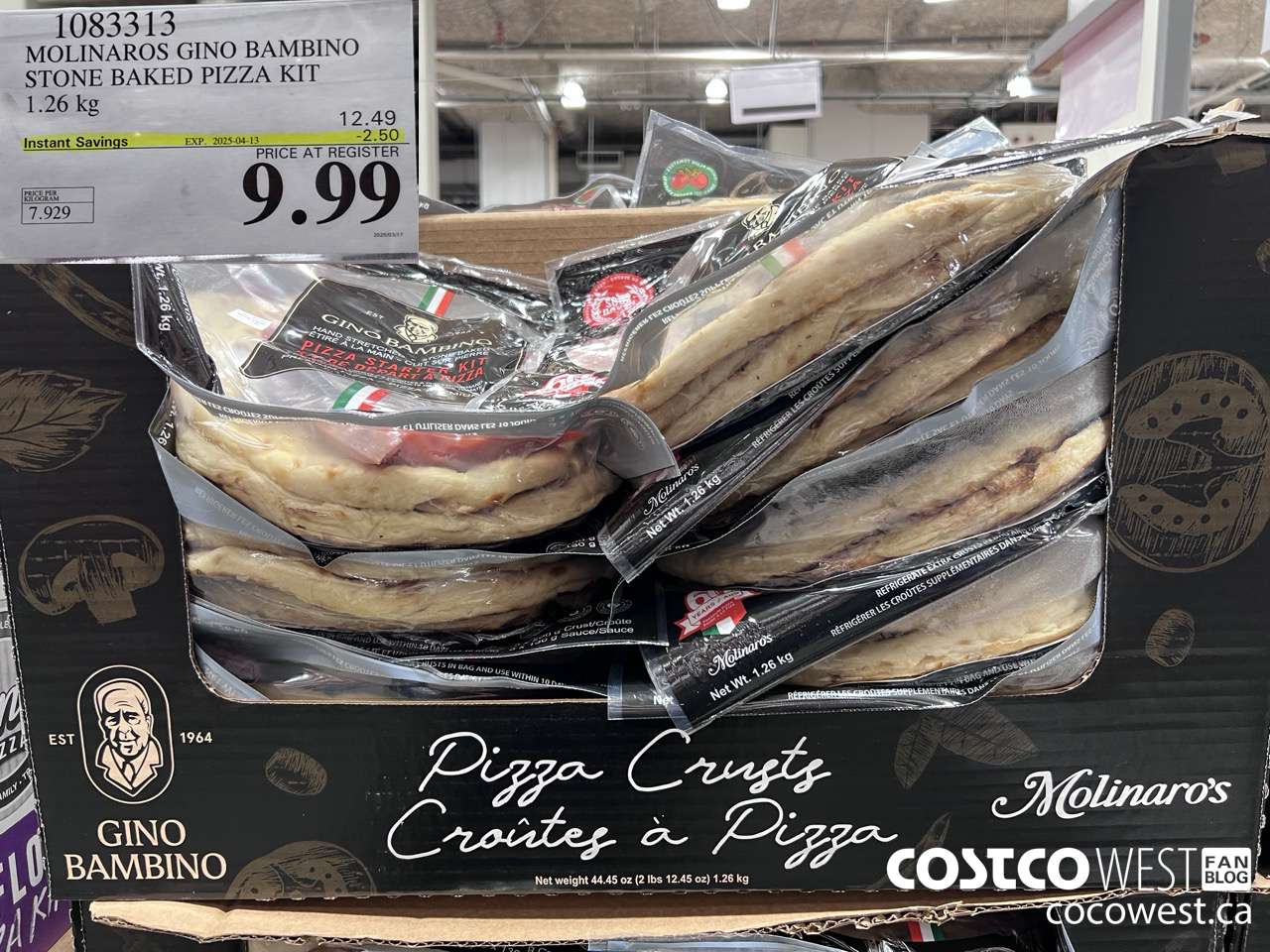 1083313 MOLINAROS GINO AMBINO STONE BAKED PIZZA KIT 1.26KG ($2.50 INSTANT SAVINGS EXPIRES ON 2025-04-13) $9.99
