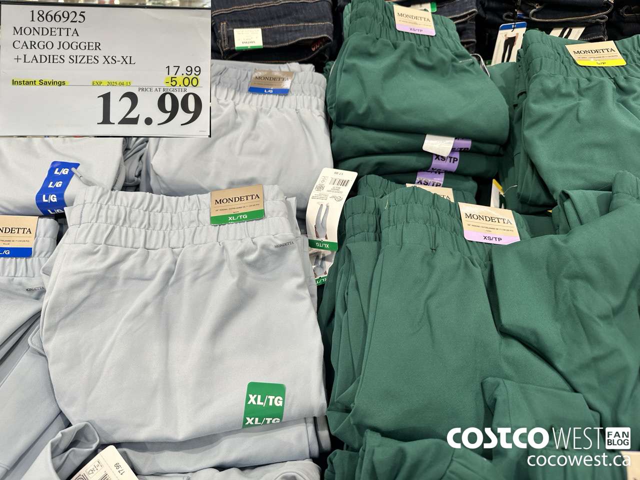 1866925 MONDETTA CARGO JOGGER LADIES SIZES XS-XL ($5.00 INSTANT SAVINGS EXPIRES ON 2025-04-13) $12.99