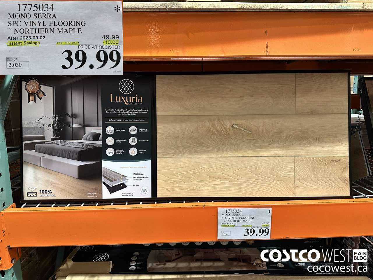 1775034 MONO SERRA SPC VINYL FLOORING NORTHERN MAPLE ($10.00 INSTANT SAVINGS EXPIRES ON 2025-03-02) $39.99