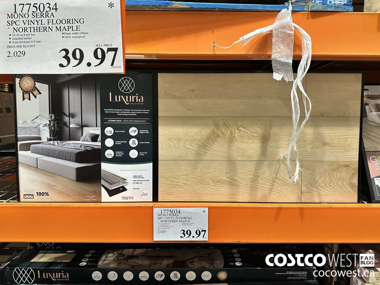 1775034 MONO SERRA SPC VINYL FLOORING NORTHERN MAPLE $39.97