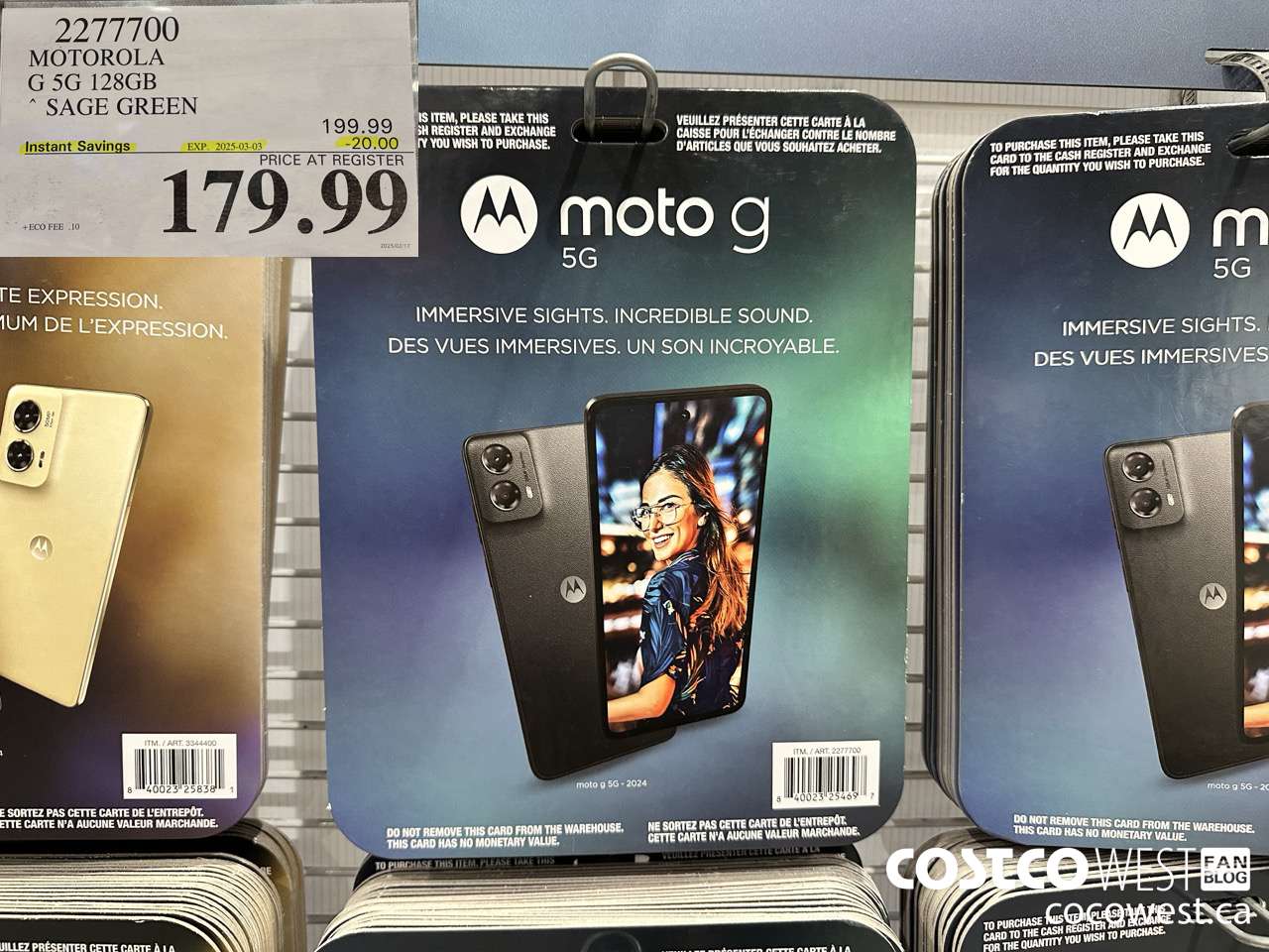 2277700 MOTOROLA G 5G 128GB SAGE GREEN ($20.00 INSTANT SAVINGS EXPIRES ON 2025-03-03) $179.99
