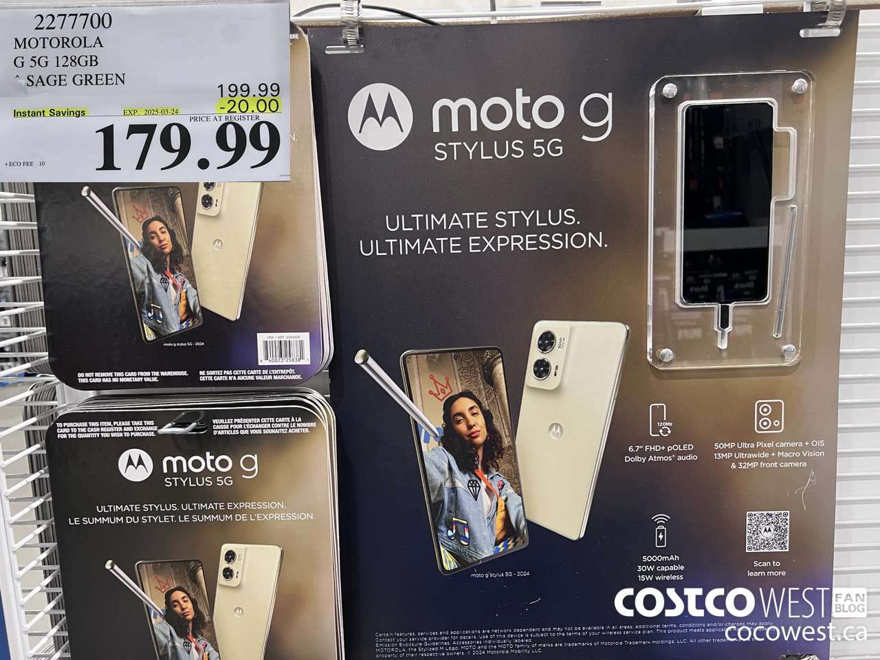 2277700 MOTOROLA G 5G 128GB SAGE GREEN ($20.00 INSTANT SAVINGS EXPIRES ON 2025-03-24) $179.99