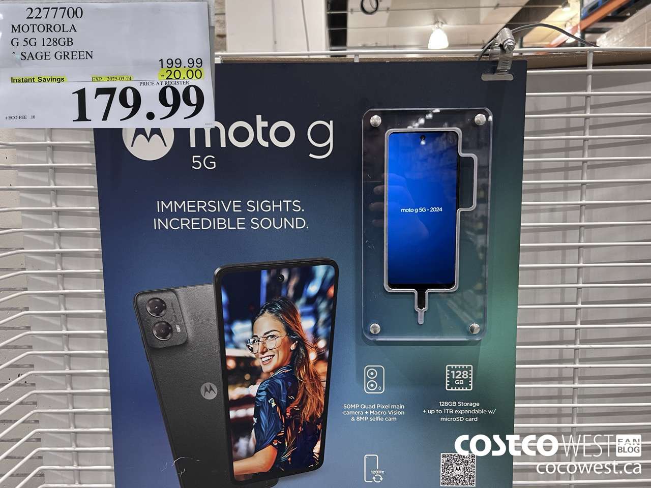 2277700 MOTOROLA G 5G 128GB SAGE GREEN ($20.00 INSTANT SAVINGS EXPIRES ON 2025-03-24) $179.99