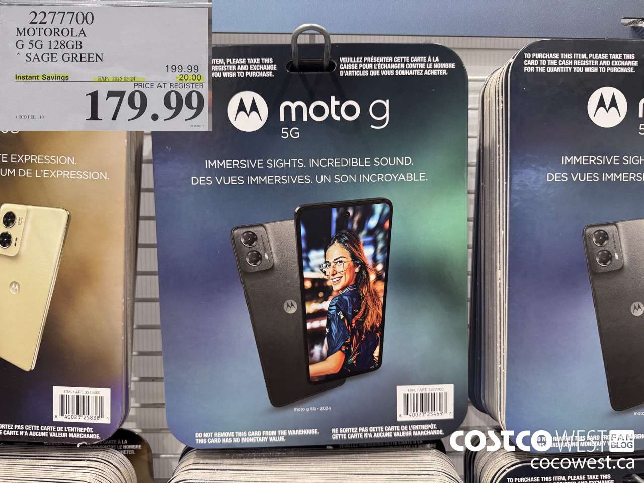 2277700 MOTOROLA G 5G 128GB SAGE GREEN ($20.00 INSTANT SAVINGS EXPIRES ON 2025-03-24) $179.99