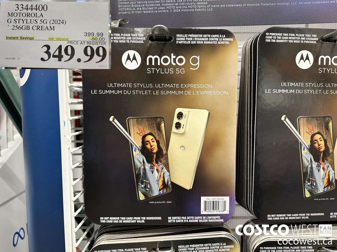 3344400 MOTOROLA G STYLUS 5G (2024) 256GB CREAM ($50.00 INSTANT SAVINGS EXPIRES ON 2025-03-03) $349.99