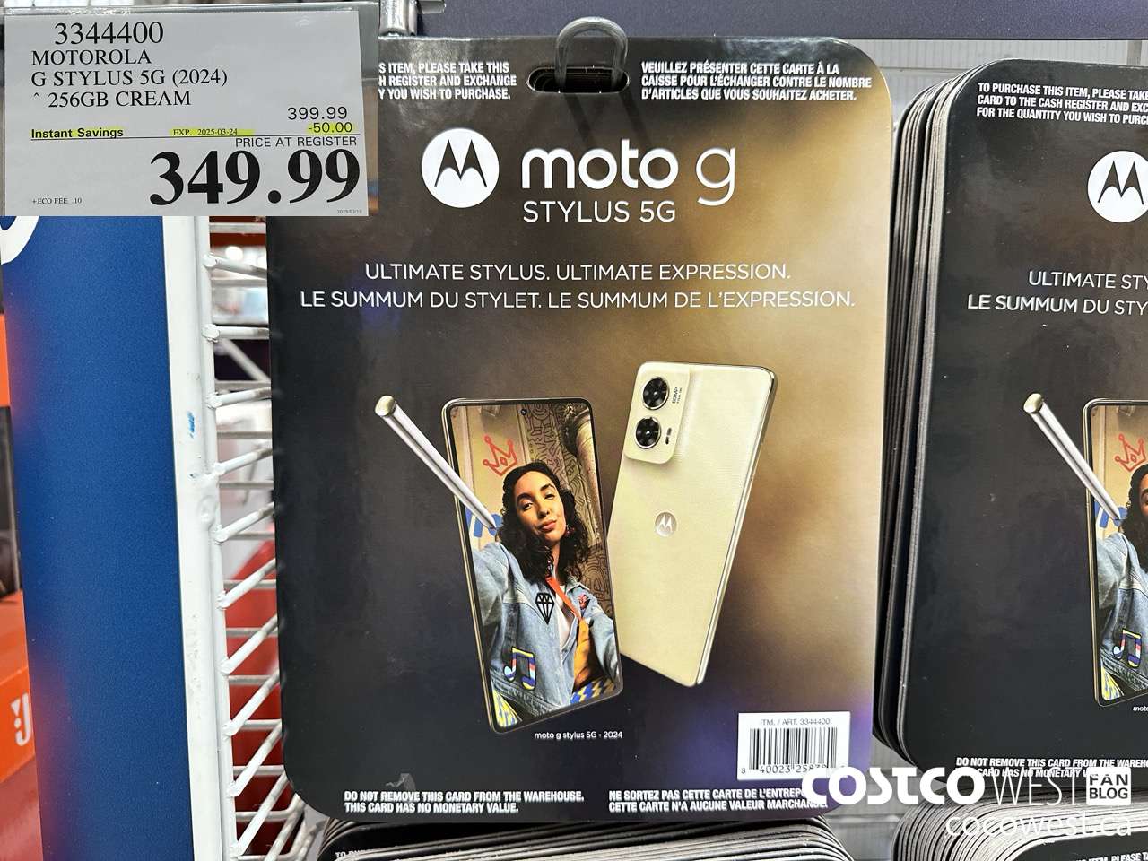 3344400 MOTOROLA G STYLUS 5G (2024) 256GB CREAM ($50.00 INSTANT SAVINGS EXPIRES ON 2025-03-24) $349.99