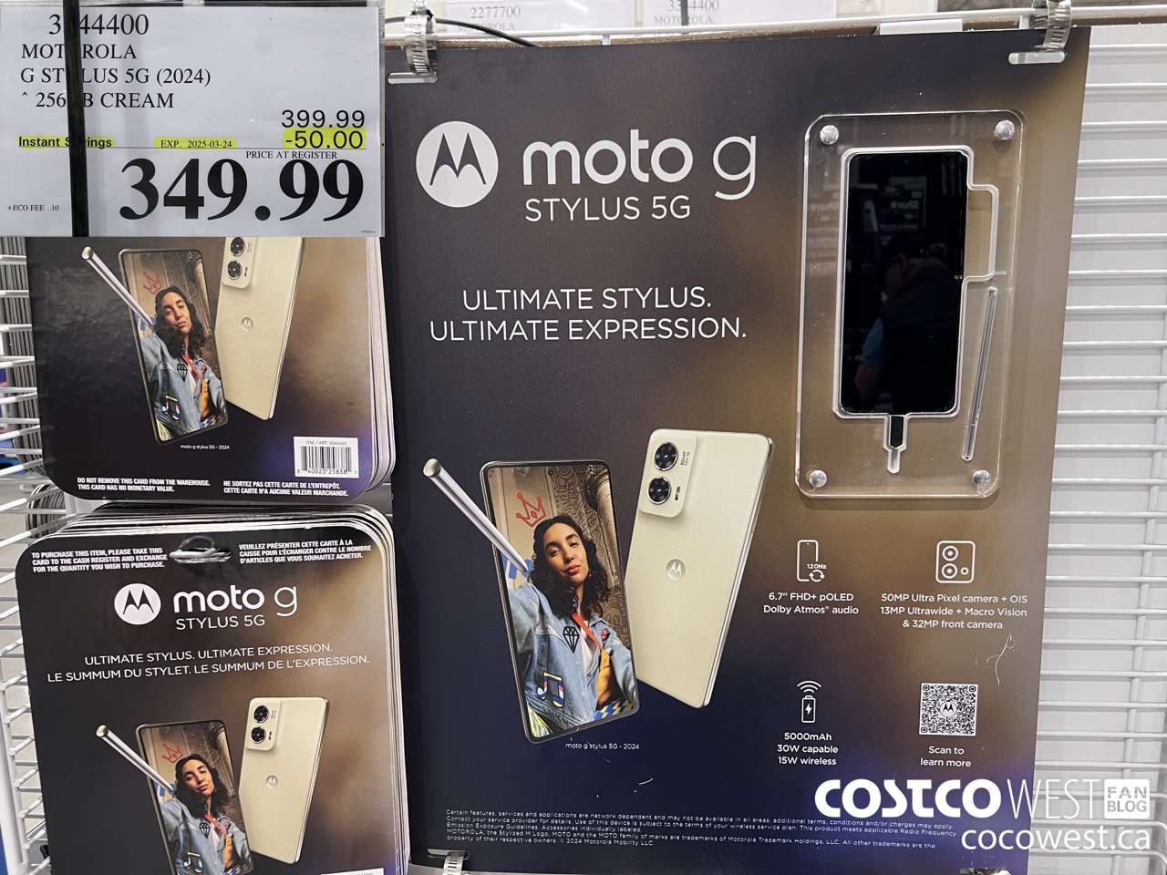 3344400 MOTOROLA G STYLUS 5G (2024) 256GB CREAM ($50.00 INSTANT SAVINGS EXPIRES ON 2025-03-24) $349.99