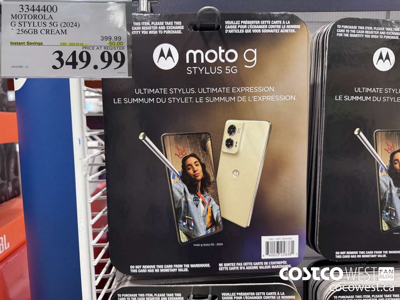 3344400 MOTOROLA G STYLUS 5G (2024) 256GB CREAM ($50.00 INSTANT SAVINGS EXPIRES ON 2025-03-24) $349.99