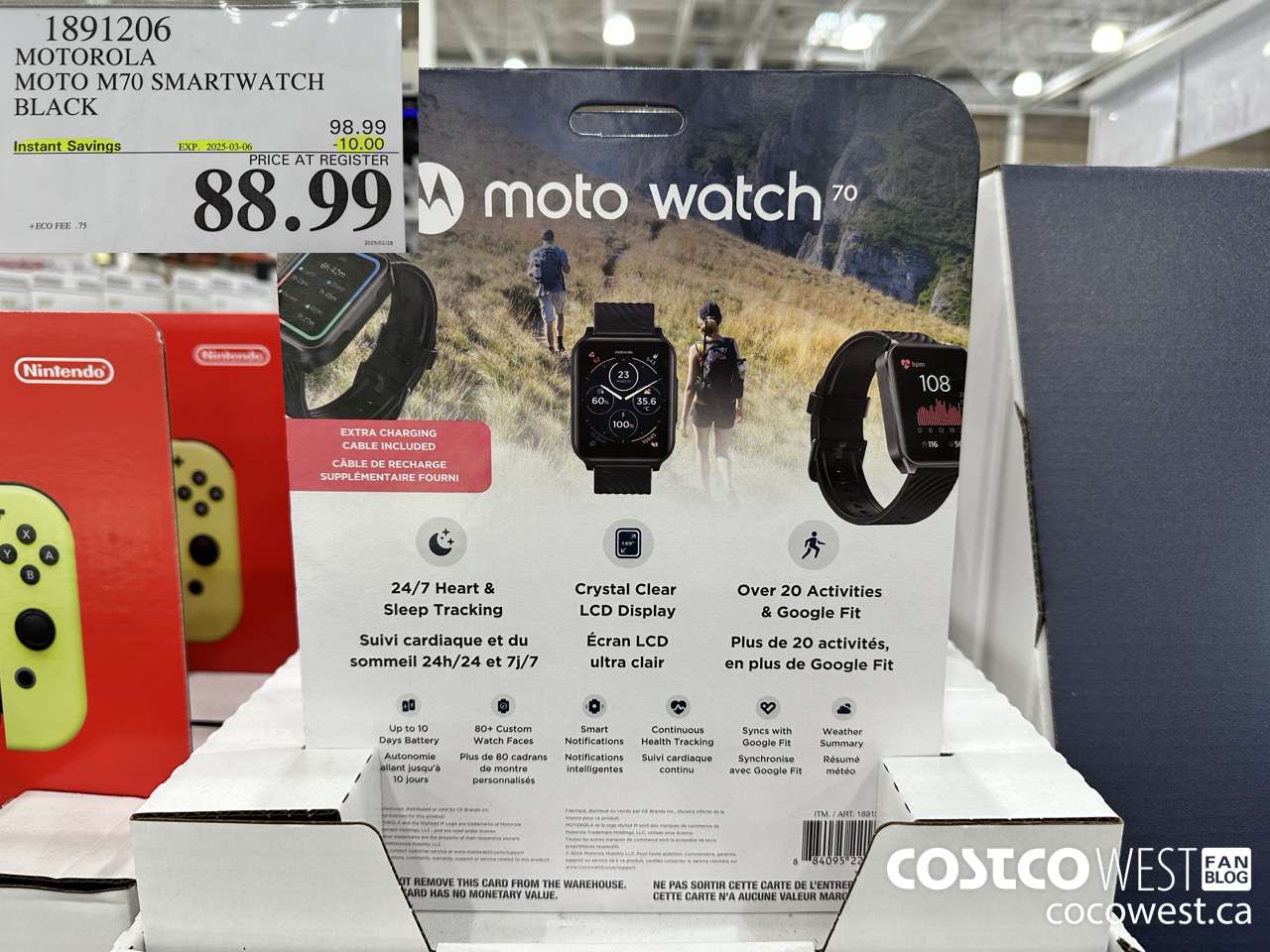 1891206 MOTOROLA MOTO M70 SMARTWATCH BLACK ($10.00 INSTANT SAVINGS EXPIRES ON 2025-03-06) $88.99