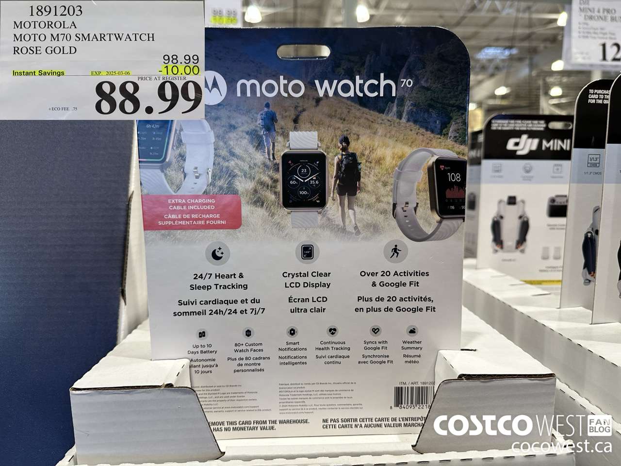 1891203 MOTOROLA MOTO M70 SMARTWATCH ROSE GOLD ($10.00 INSTANT SAVINGS EXPIRES ON 2025-03-06) $88.99