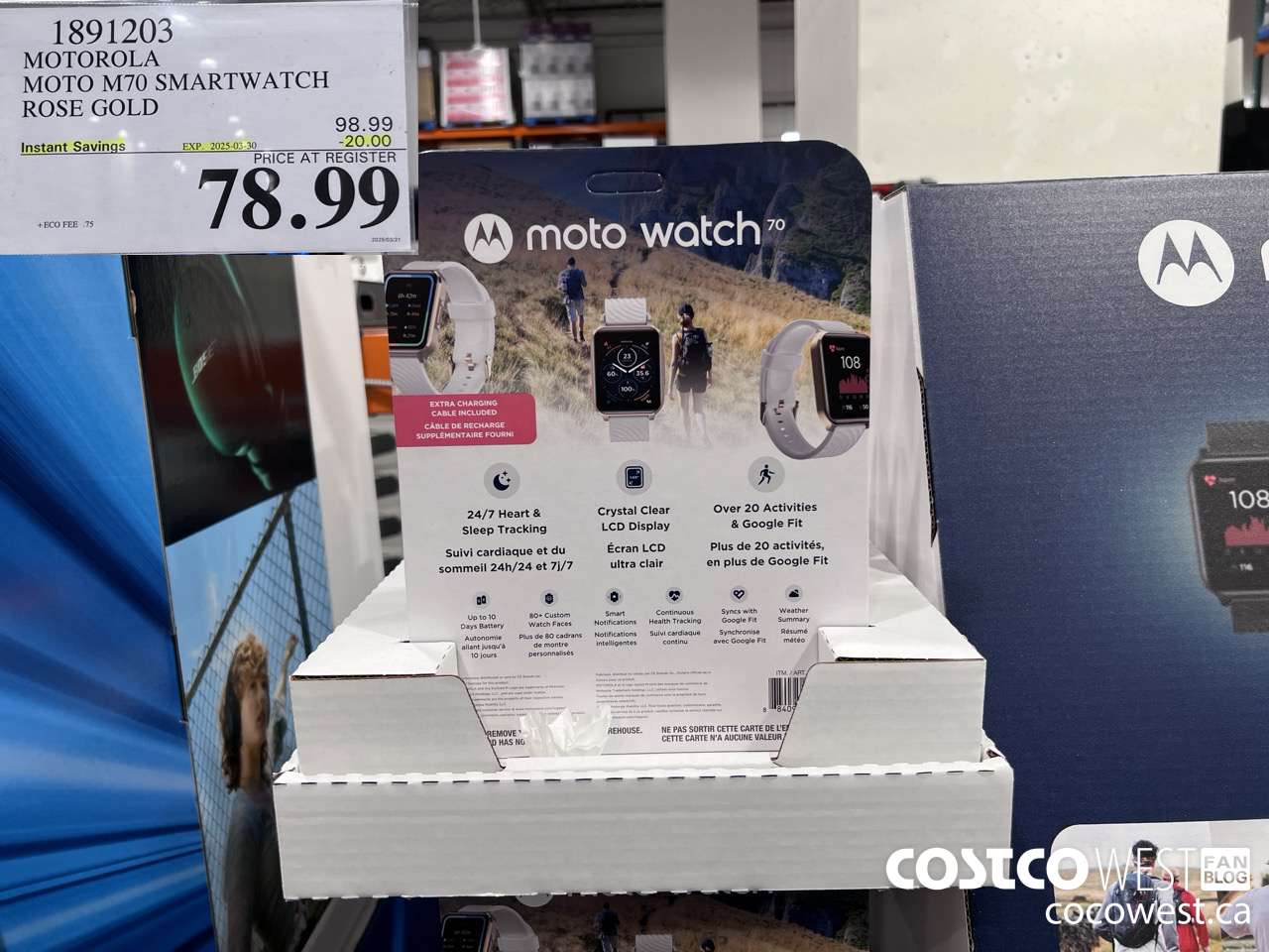 1891203 MOTOROLA MOTO M70 SMARTWATCH ROSE GOLD ($20.00 INSTANT SAVINGS EXPIRES ON 2025-03-30) $78.99