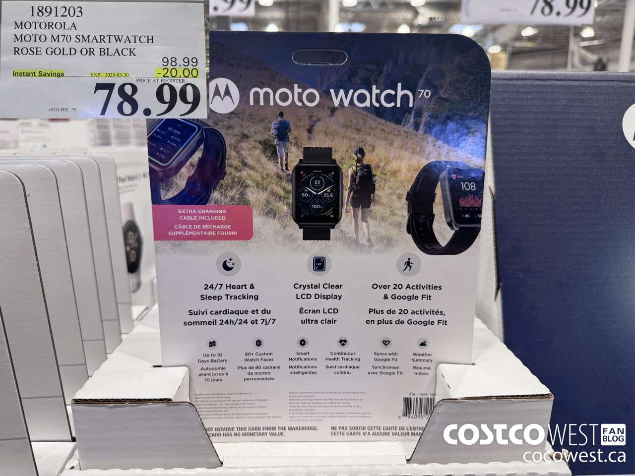 1891203 MOTOROLA MOTO M70 SMARTWATCH ROSE GOLD ($20.00 INSTANT SAVINGS EXPIRES ON 2025-03-30) $78.99