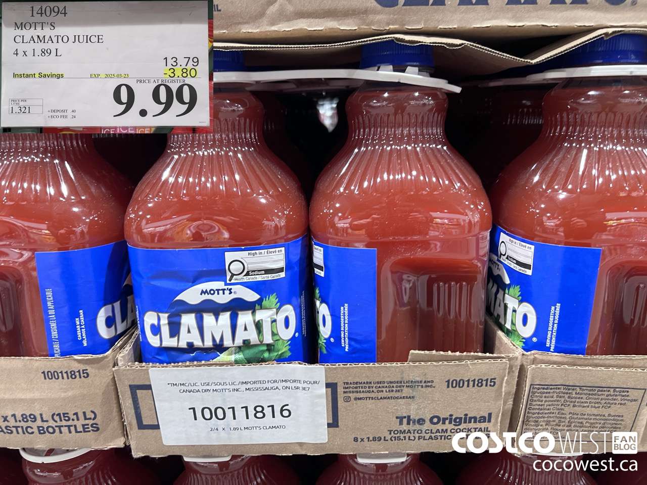14094 MOTTS CLAMATO JUICE 4 X 1.89 L ($3.80 INSTANT SAVINGS EXPIRES ON 2025-03-23) $9.99