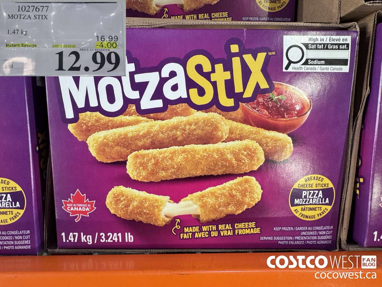 1027677 MOTZA STIX 1.47 kg ($4.00 INSTANT SAVINGS EXPIRES ON 2025-03-30) $12.99