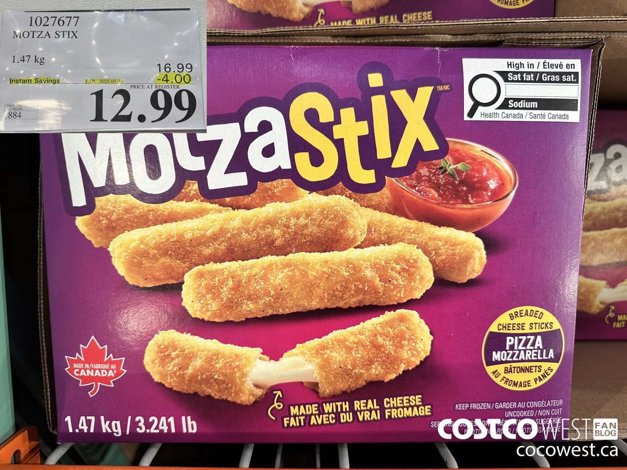 1027677 MOTZA STIX 1.47 kg ($4.00 INSTANT SAVINGS EXPIRES ON 2025-03-30) $12.99