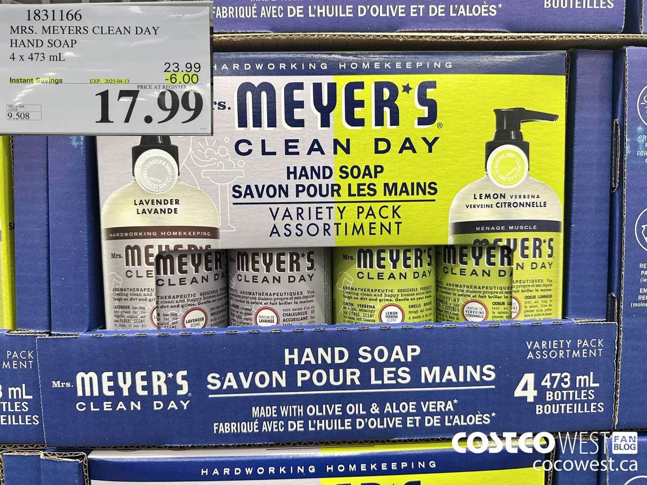 1831166 MRS. MEYERS CLEAN DAY HAND SOAP 4 X 473ML ($6.00 INSTANT SAVINGS EXPIRES ON 2025-04-13) $17.99