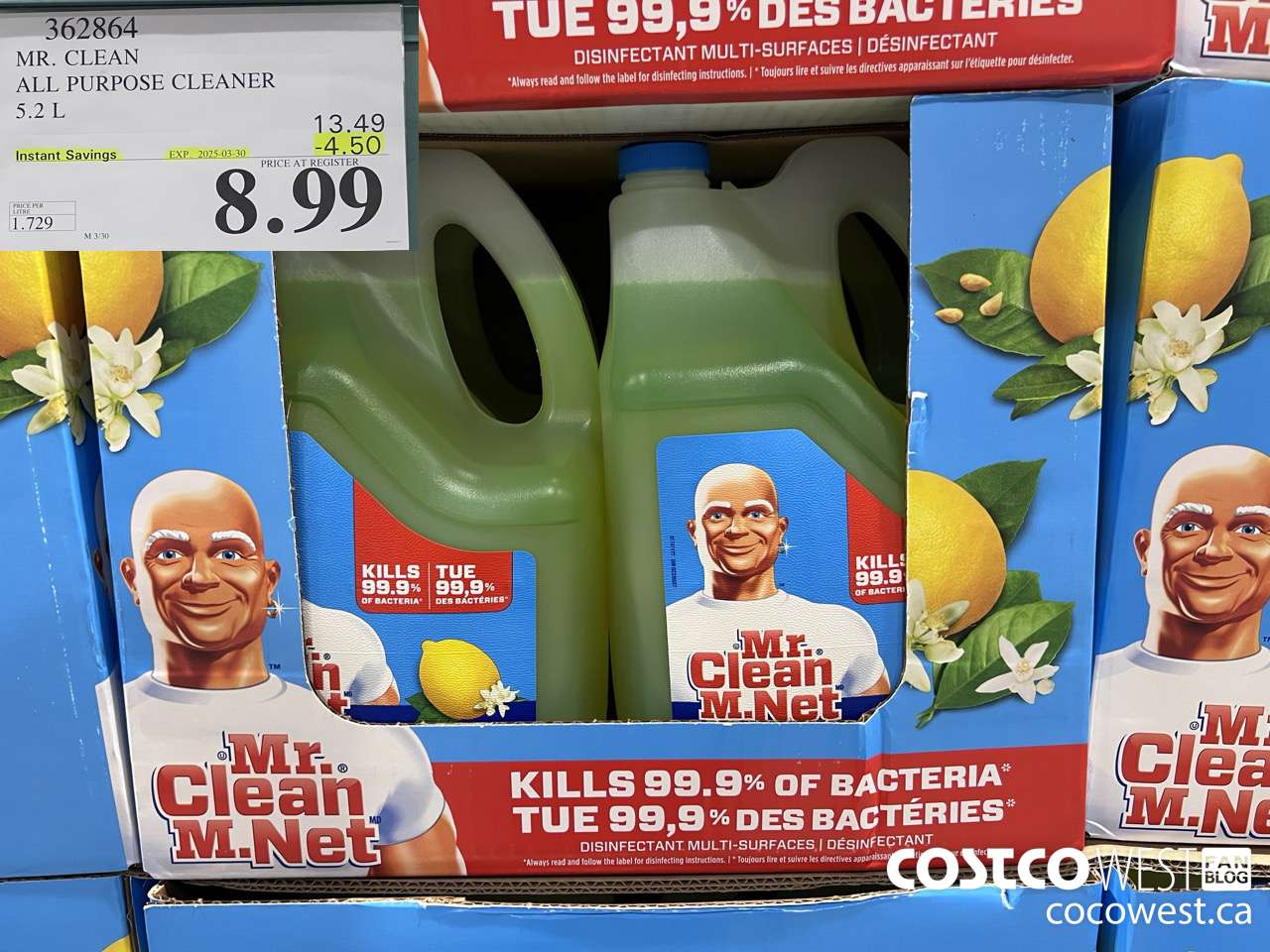 362864 MR. CLEAN ALL PURPOSE CLEANER 5.2 L ($4.50 INSTANT SAVINGS EXPIRES ON 2025-03-30) $8.99