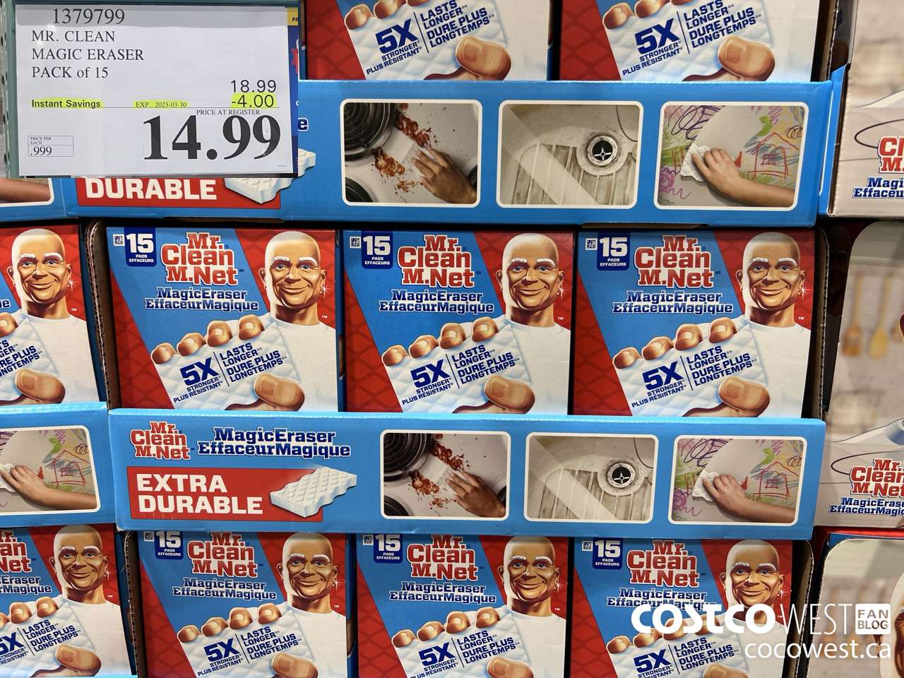 1379799 MR. CLEAN MAGIC ERASER VARIETY PACK PACK OF 15 ($4.00 INSTANT SAVINGS EXPIRES ON 2025-03-30) $14.99