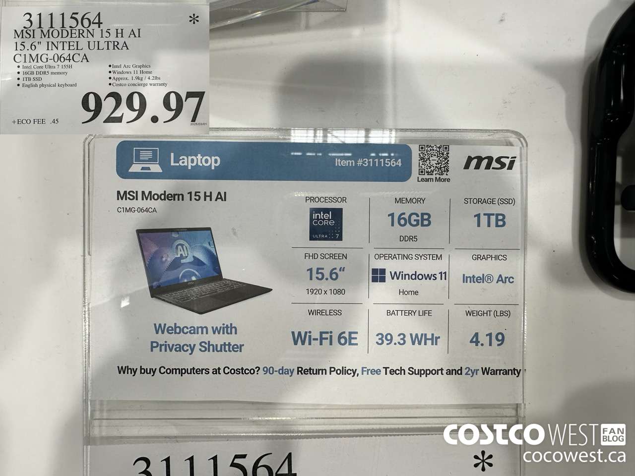 3111564 MSI MODERN 15 H AI 15.6