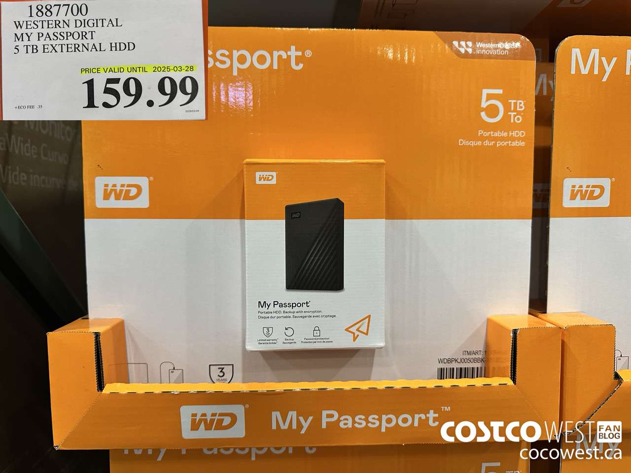 1887700 MY WESTERN DIGITAL MY PASSPORT 5TB HDD HARD DRIVE (EXPIRES ON 2025-03-28) $159.99