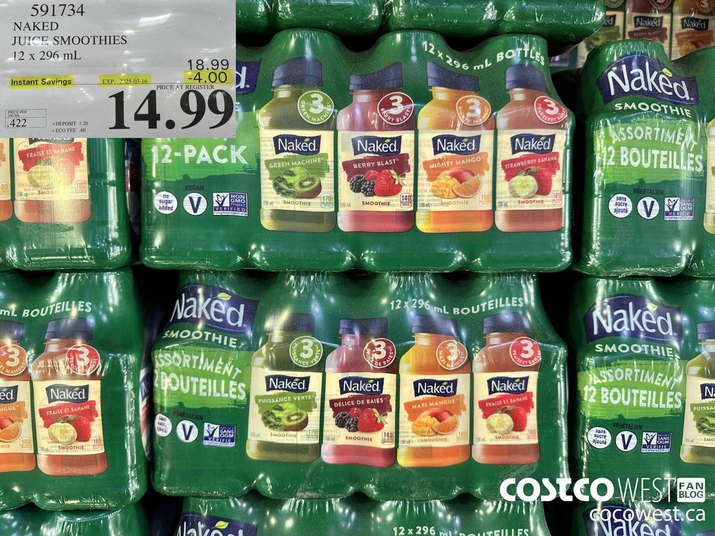 591734 NAKED JUICE SMOOTHIE 12 x 296 mL ($4.00 INSTANT SAVINGS EXPIRES ON 2025-03-16) $14.99