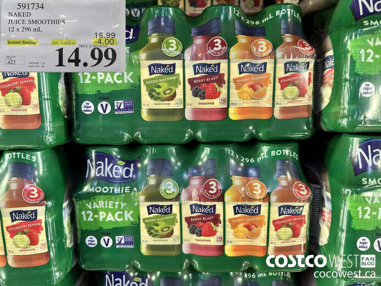 591734 NAKED JUICE SMOOTHIE 12 x 296 mL ($4.00 INSTANT SAVINGS EXPIRES ON 2025-03-16) $14.99