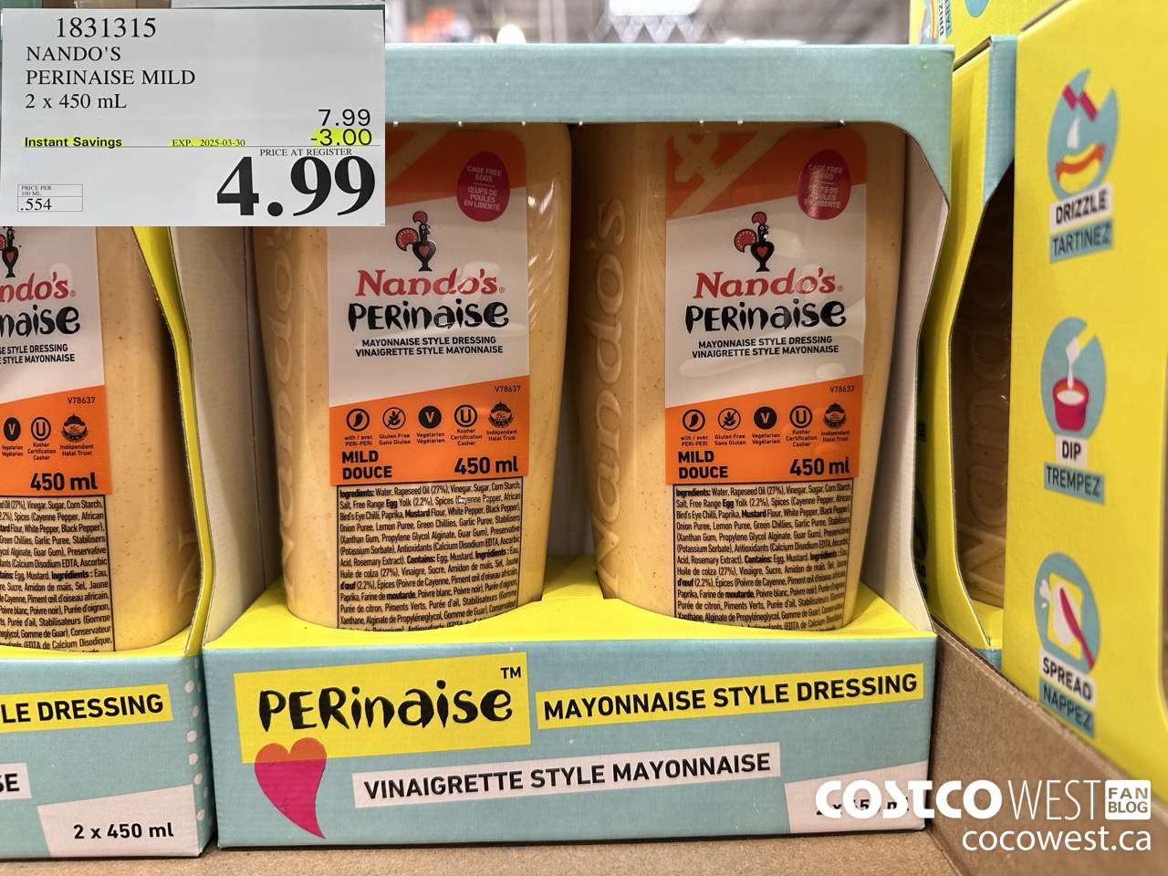 1831315 NANDO'S PERINAISE MILD 2 X 450ML ($3.00 INSTANT SAVINGS EXPIRES ON 2025-03-30) $4.99