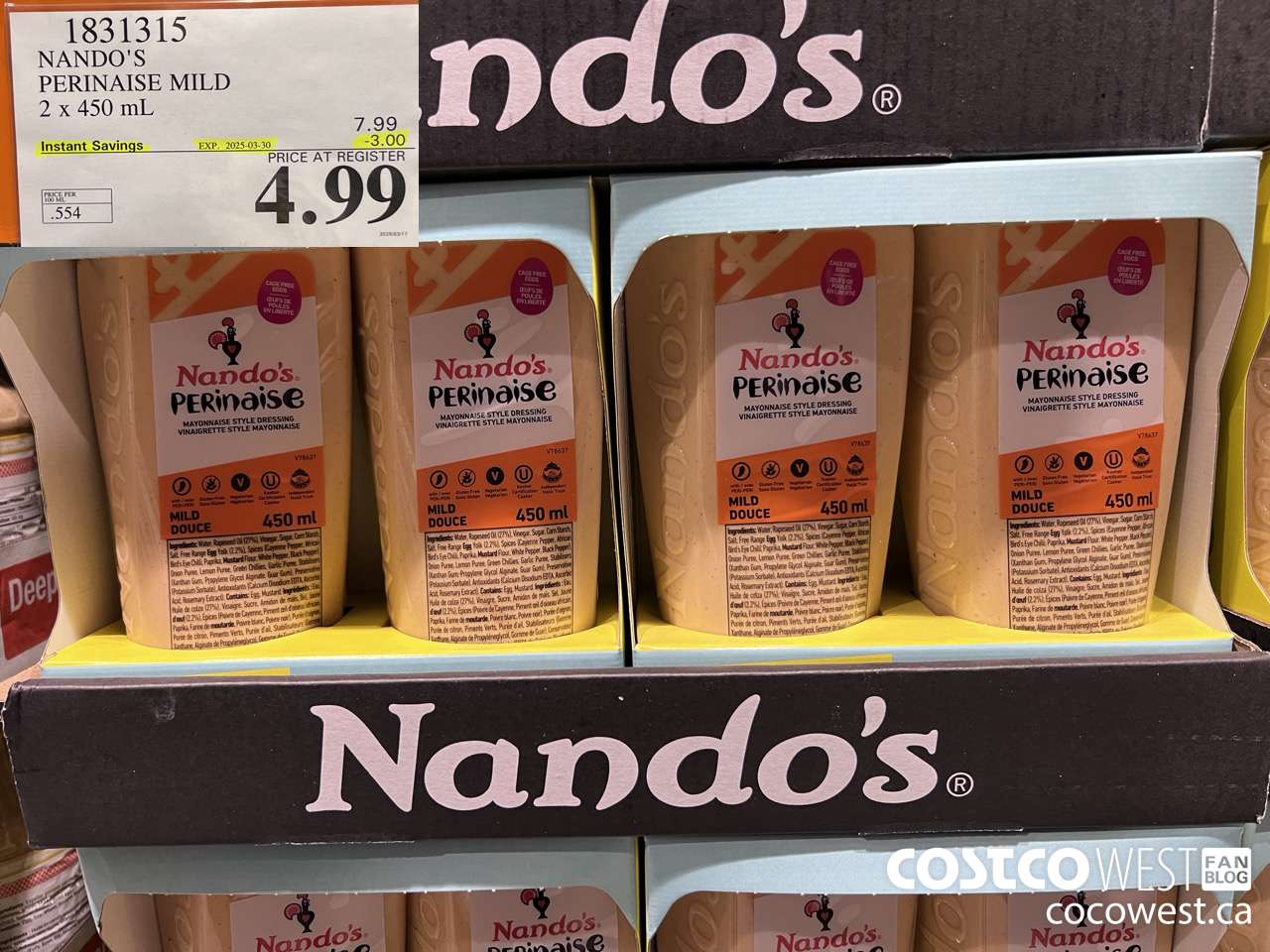 1831315 NANDO'S PERINAISE MILD 2 X 450ML ($3.00 INSTANT SAVINGS EXPIRES ON 2025-03-30) $4.99