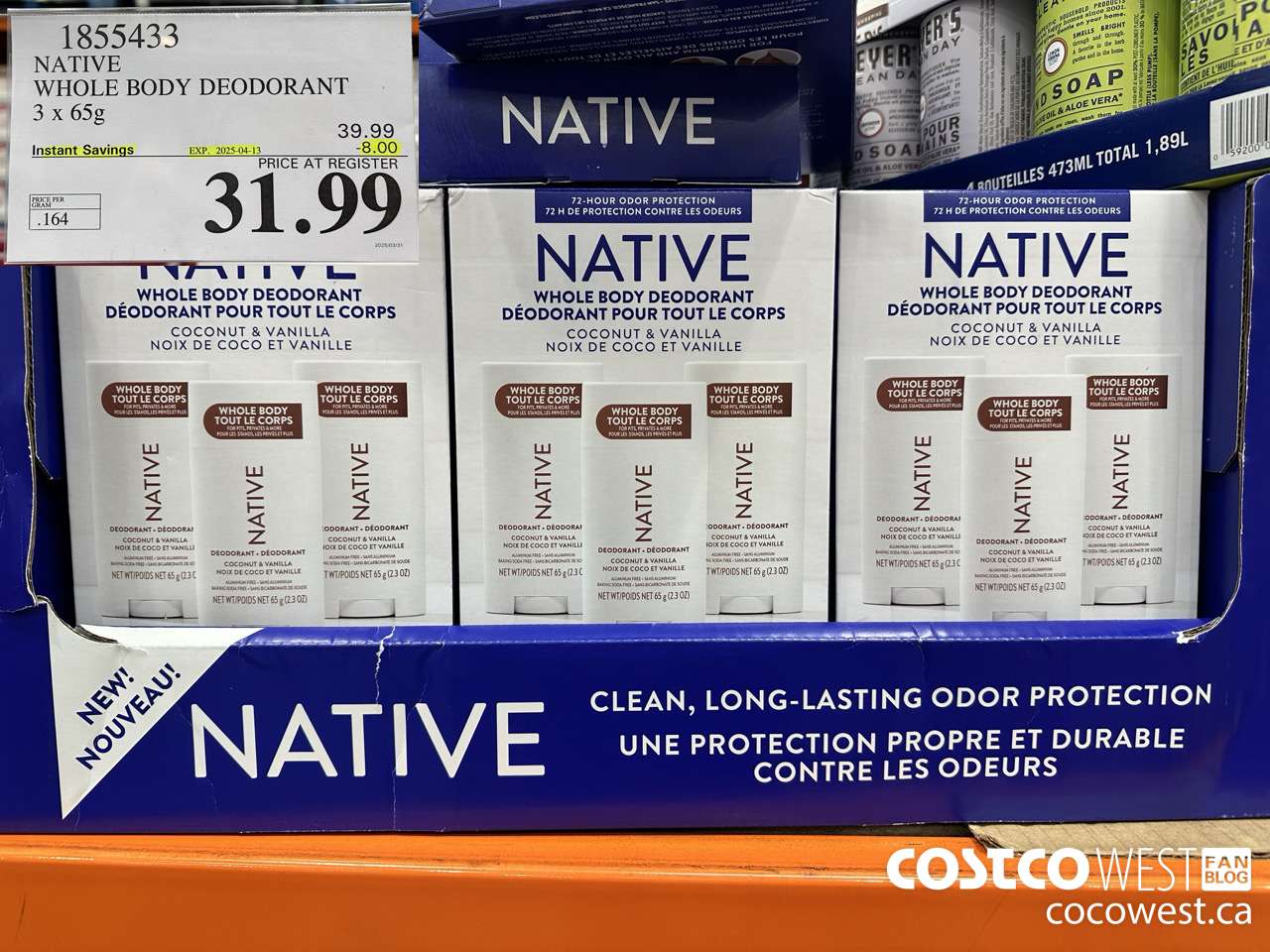 1855433 NATIVE DEODORANT 3 X 65G ($8.00 INSTANT SAVINGS EXPIRES ON 2025-04-13) $31.99