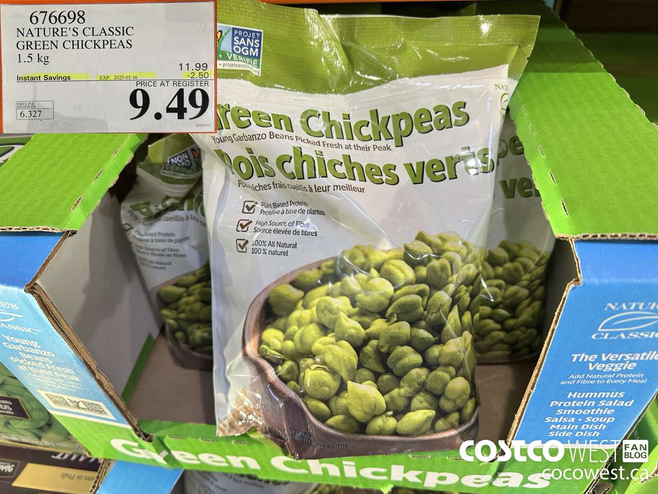 676698 NATURE'S CLASSIC GREEN CHICKPEAS 1.5 kg ($2.50 INSTANT SAVINGS EXPIRES ON 2025-03-16) $9.49