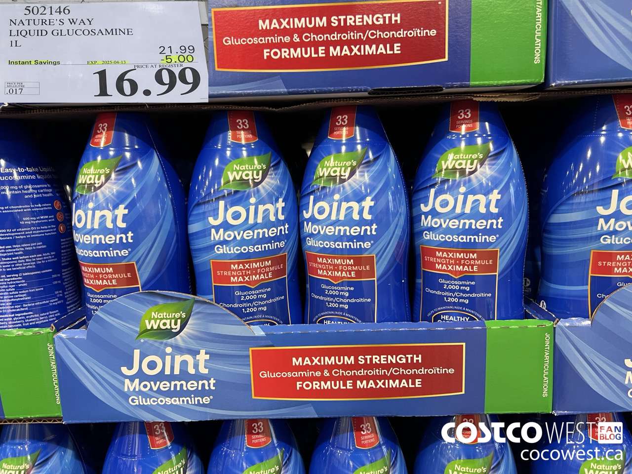 502146 NATURE'S WAY LIQUID GLUCOSAMINE 1 L ($5.00 INSTANT SAVINGS EXPIRES ON 2025-04-13) $16.99