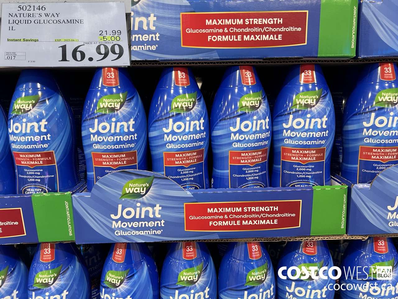 502146 NATURE'S WAY LIQUID GLUCOSAMINE 1 L ($5.00 INSTANT SAVINGS EXPIRES ON 2025-04-13) $16.99