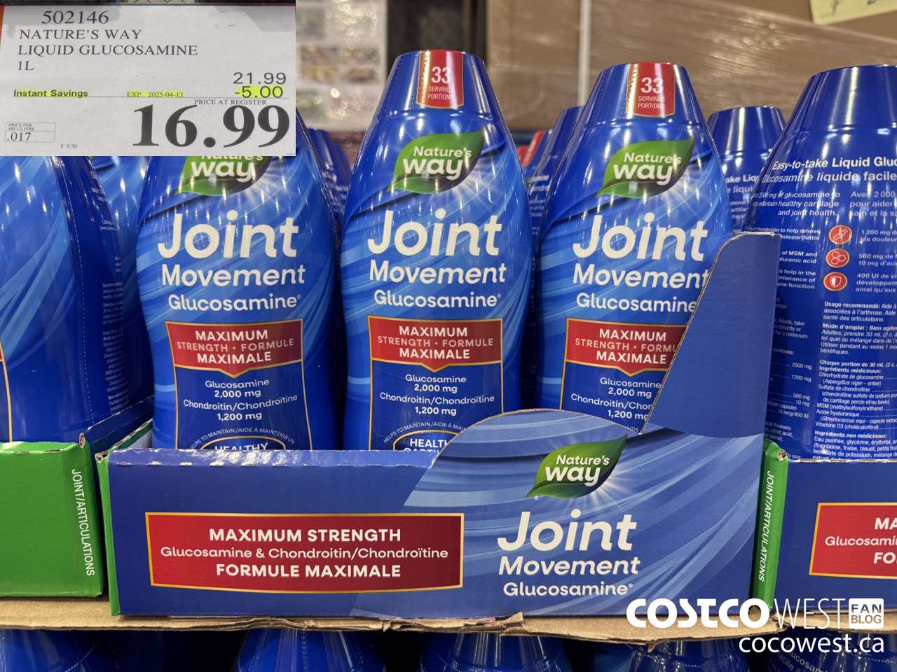 502146 NATURE'S WAY LIQUID GLUCOSAMINE 1 L ($5.00 INSTANT SAVINGS EXPIRES ON 2025-04-13) $16.99