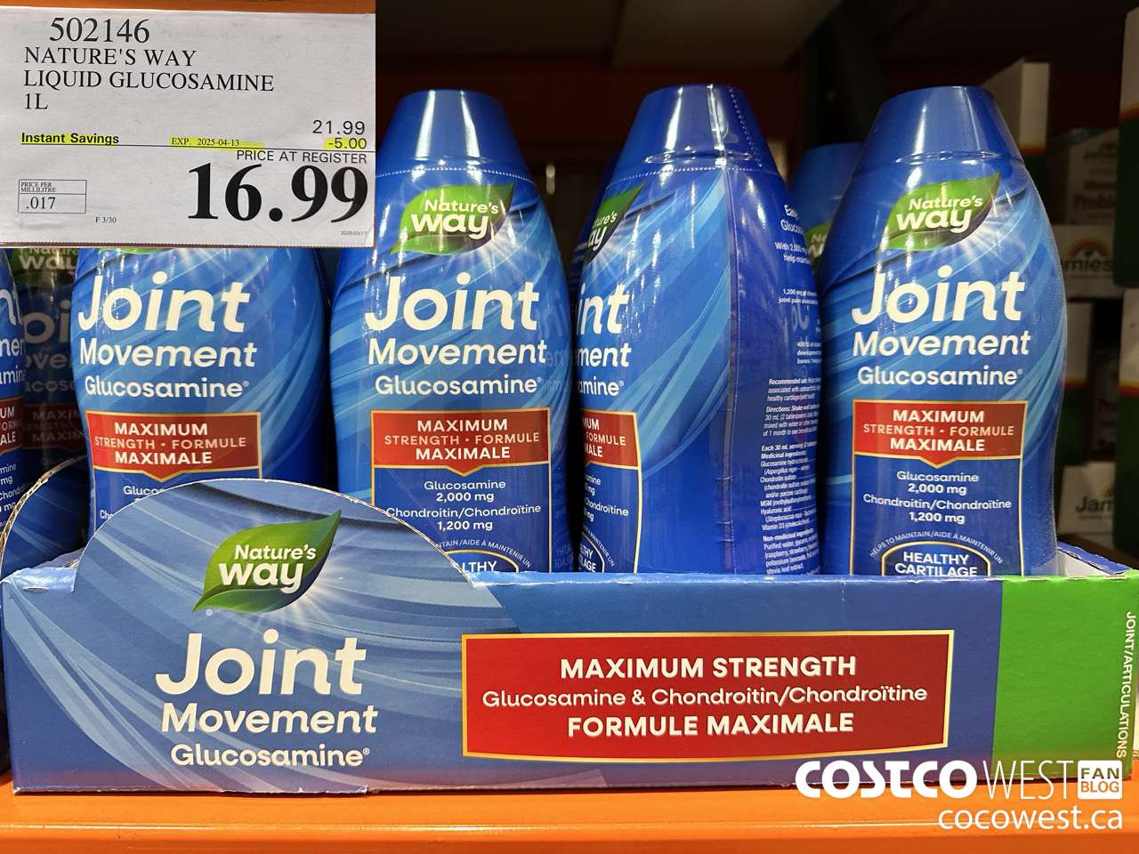 502146 NATURE'S WAY LIQUID GLUCOSAMINE 1 L ($5.00 INSTANT SAVINGS EXPIRES ON 2025-04-13) $16.99