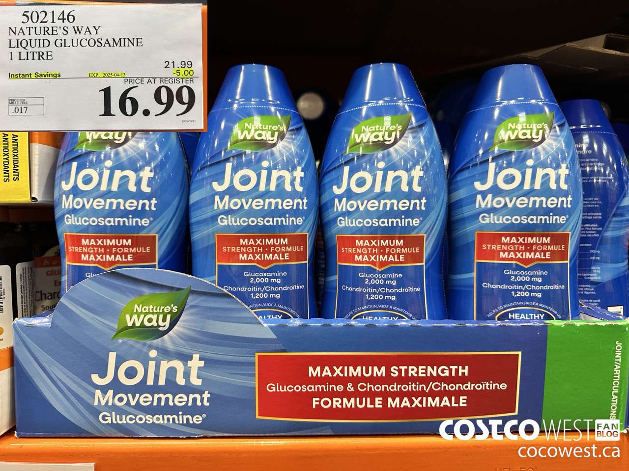 502146 NATURE'S WAY LIQUID GLUCOSAMINE 1 L ($5.00 INSTANT SAVINGS EXPIRES ON 2025-04-13) $16.99