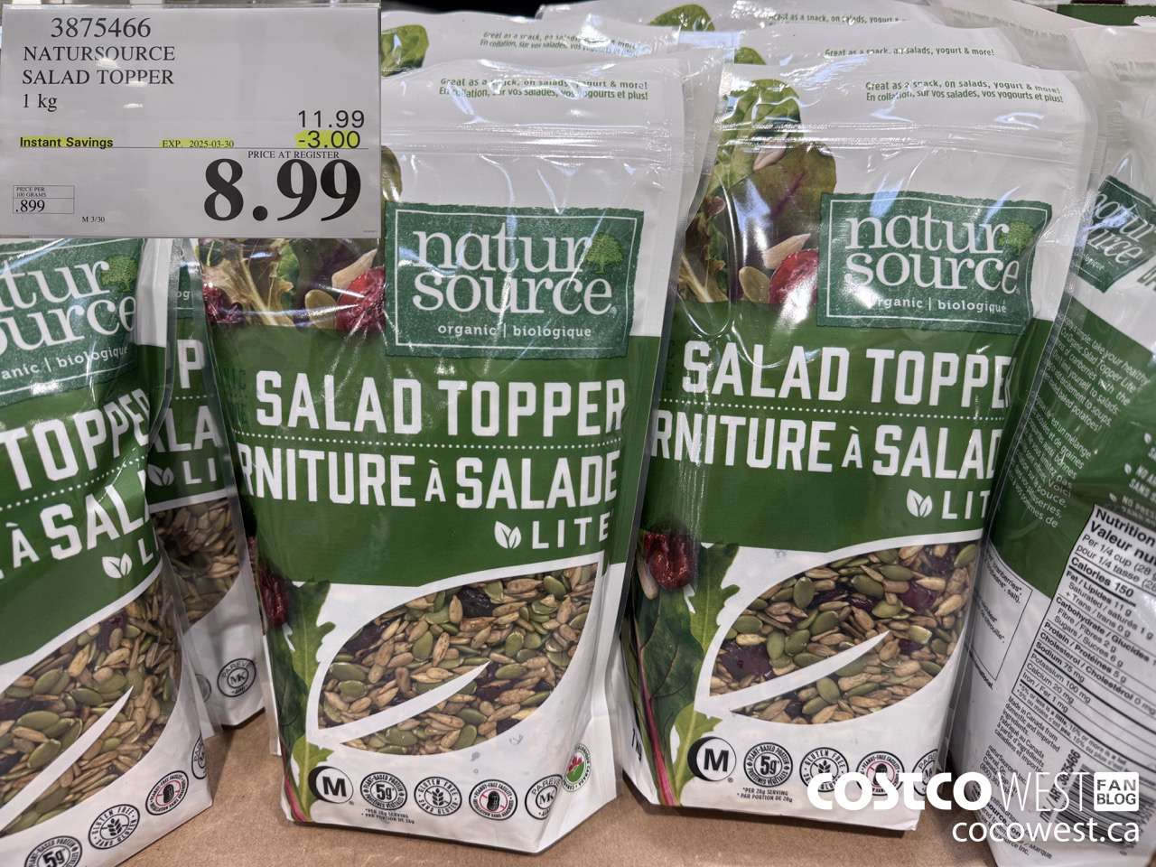 3875466 NATURSOURCE ORGANIC SALAD TOPPER 1 kg ($3.00 INSTANT SAVINGS EXPIRES ON 2025-03-30) $8.99