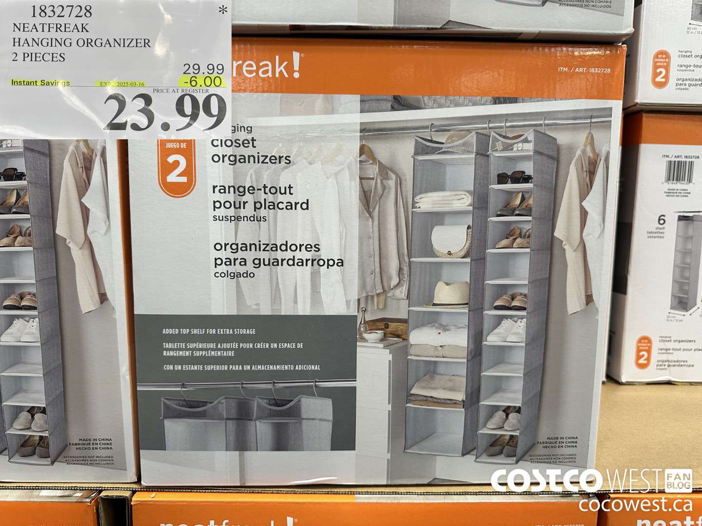 1832728 NEATFREAK HANGING ORGANIZER 2 PIECES ($6.00 INSTANT SAVINGS EXPIRES ON 2025-03-16) $23.99