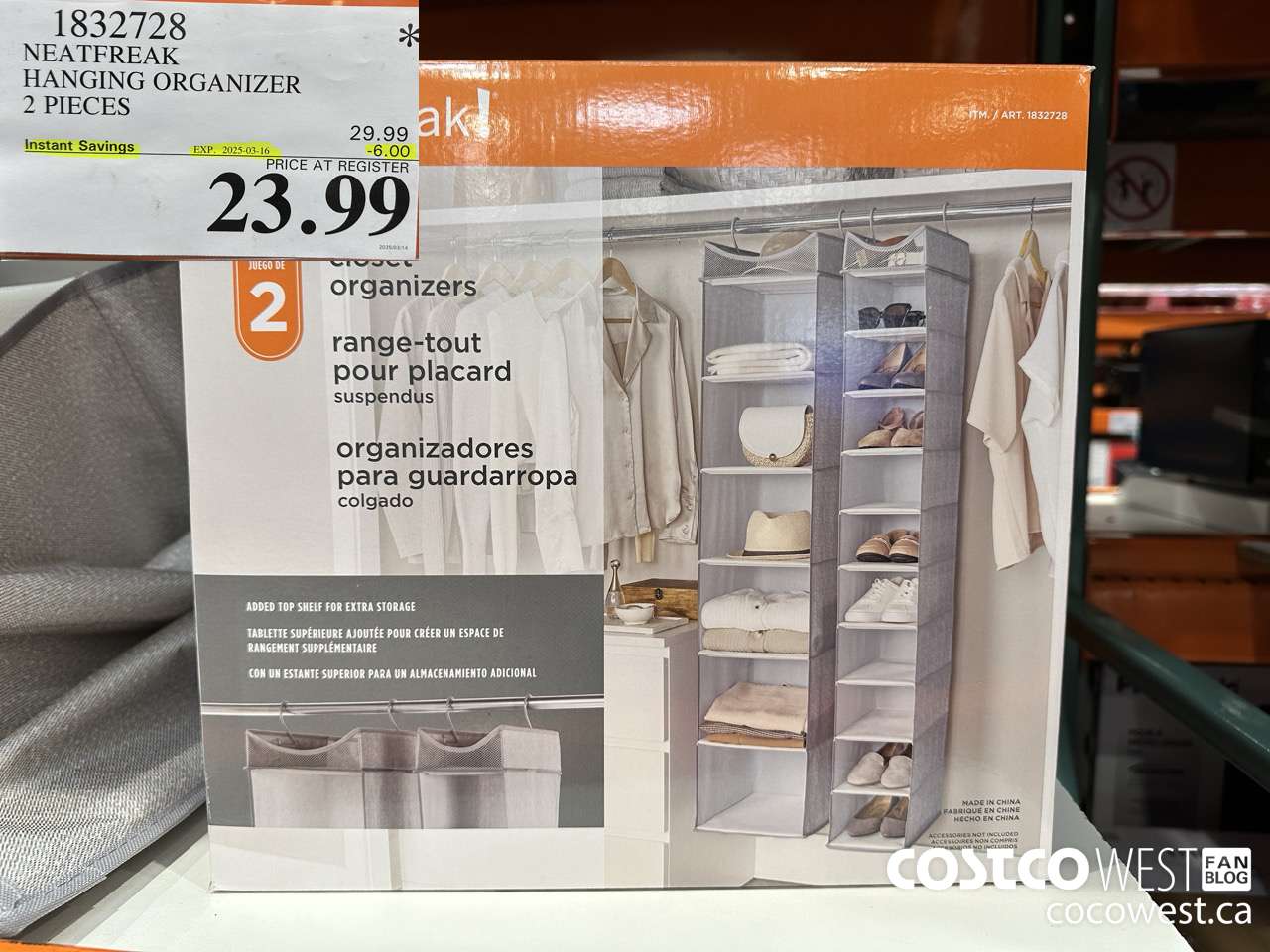 1832728 NEATFREAK HANGING ORGANIZER 2 PIECES ($6.00 INSTANT SAVINGS EXPIRES ON 2025-03-16) $23.99