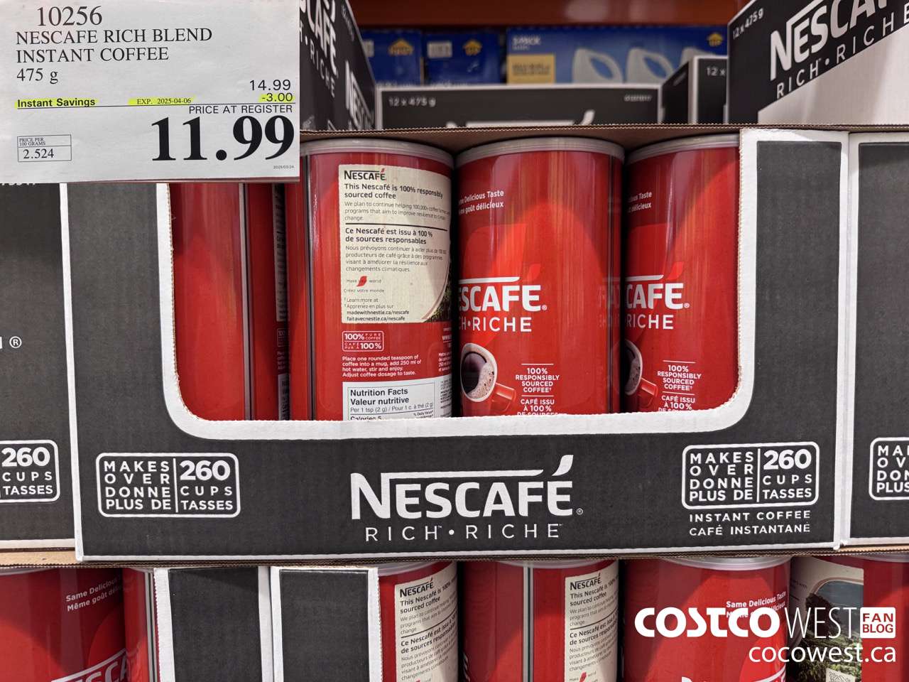 10256 NESCAFE RICH BLEND INSTANT COFFEE 475G ($3.00 INSTANT SAVINGS EXPIRES ON 2025-04-06) $11.99