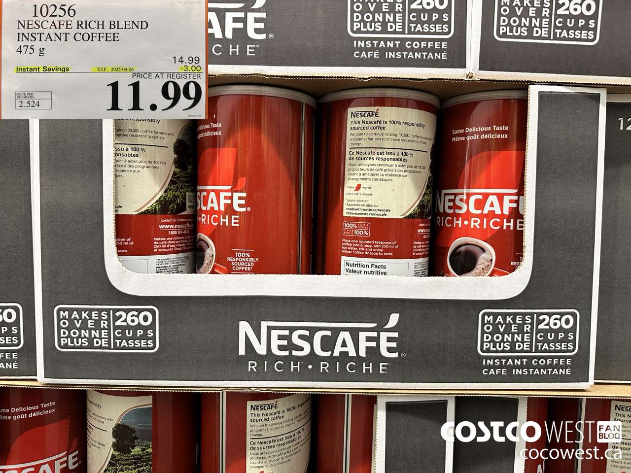 10256 NESCAFE RICH BLEND INSTANT COFFEE 475G ($3.00 INSTANT SAVINGS EXPIRES ON 2025-04-06) $11.99