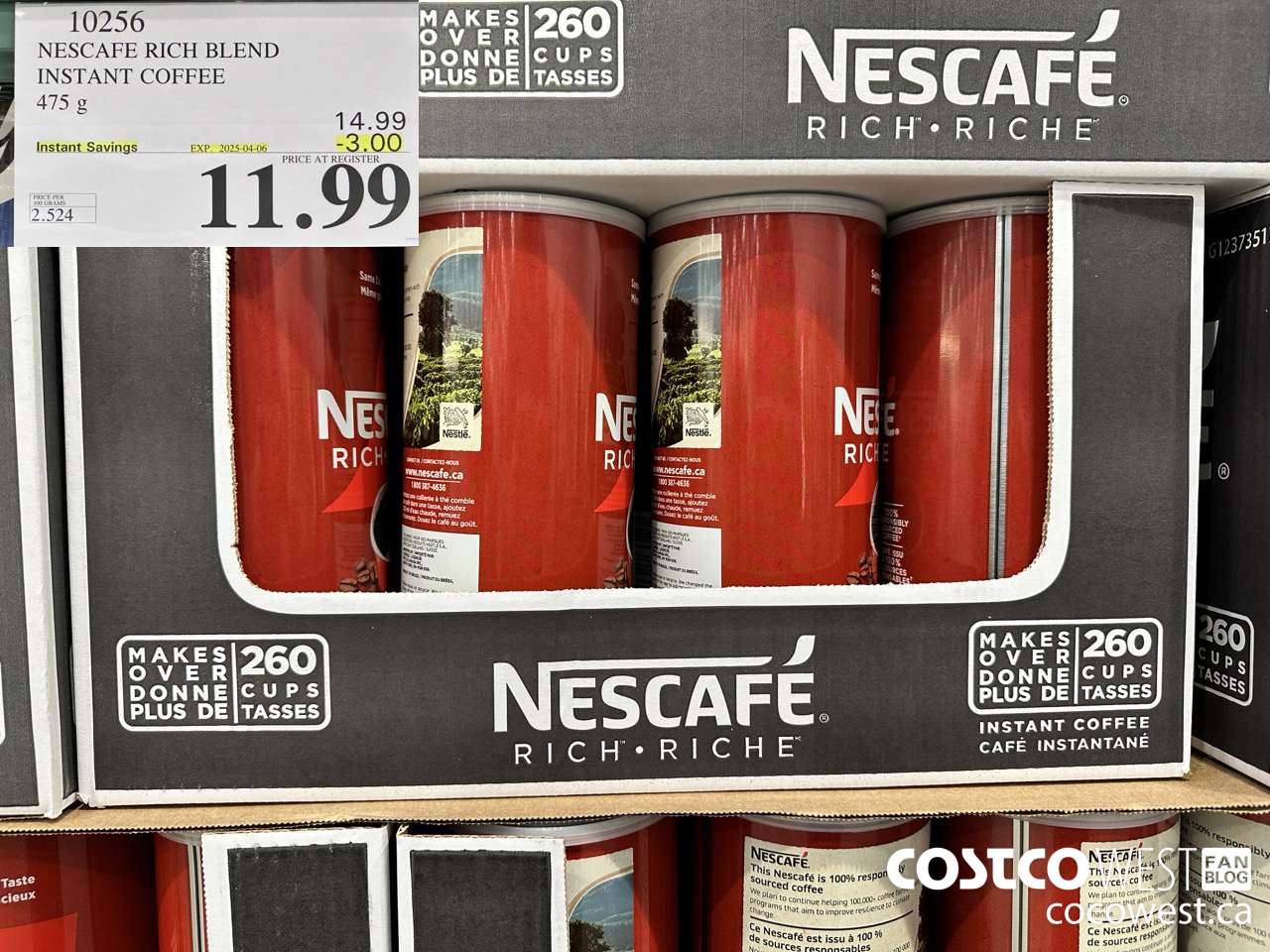10256 NESCAFE RICH BLEND INSTANT COFFEE 475G ($3.00 INSTANT SAVINGS EXPIRES ON 2025-04-06) $11.99