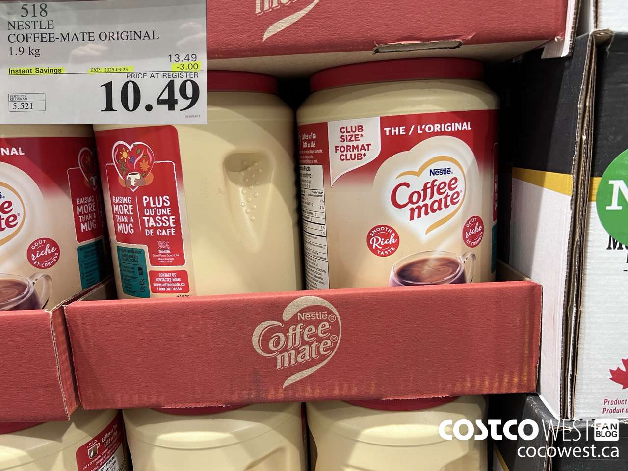 518 NESTLE COFFEE-MATE 1.9k ($3.00 INSTANT SAVINGS EXPIRES ON 2025-03-23) $10.49