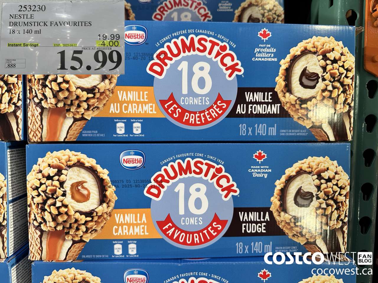 253230 NESTLE DRUMSTICK VARIETY PACK 18 x 140 ml ($4.00 INSTANT SAVINGS EXPIRES ON 2025-04-13) $15.99