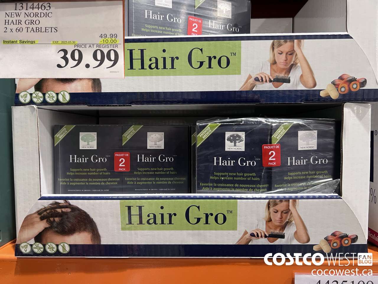 1314463 NEW NORDIC HAIR GRO 2 X 60 TABLETS ($10.00 INSTANT SAVINGS EXPIRES ON 2025-03-30) $39.99