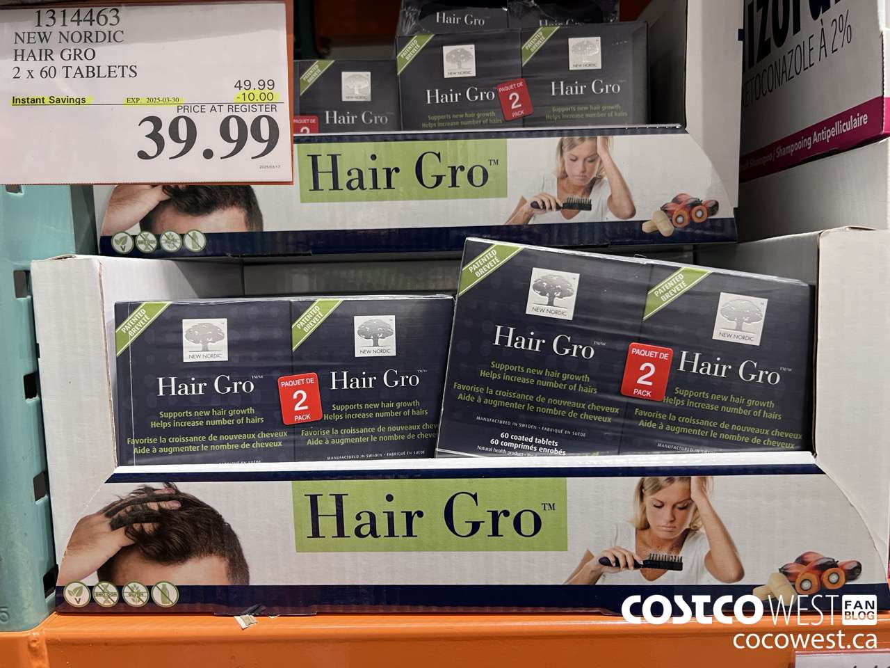 1314463 NEW NORDIC HAIR GRO 2 X 60 TABLETS ($10.00 INSTANT SAVINGS EXPIRES ON 2025-03-30) $39.99