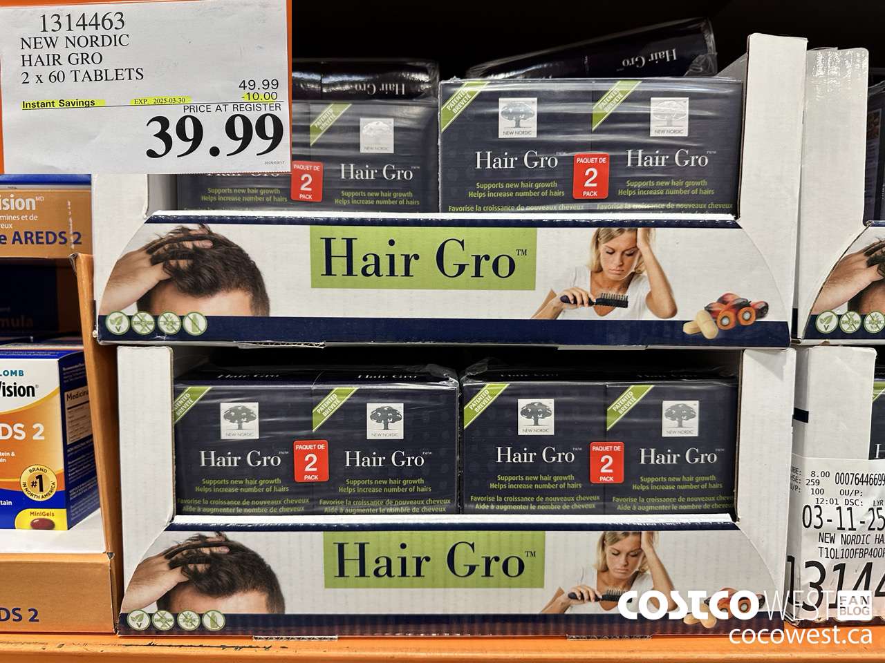 1314463 NEW NORDIC HAIR GRO 2 X 60 TABLETS ($10.00 INSTANT SAVINGS EXPIRES ON 2025-03-30) $39.99