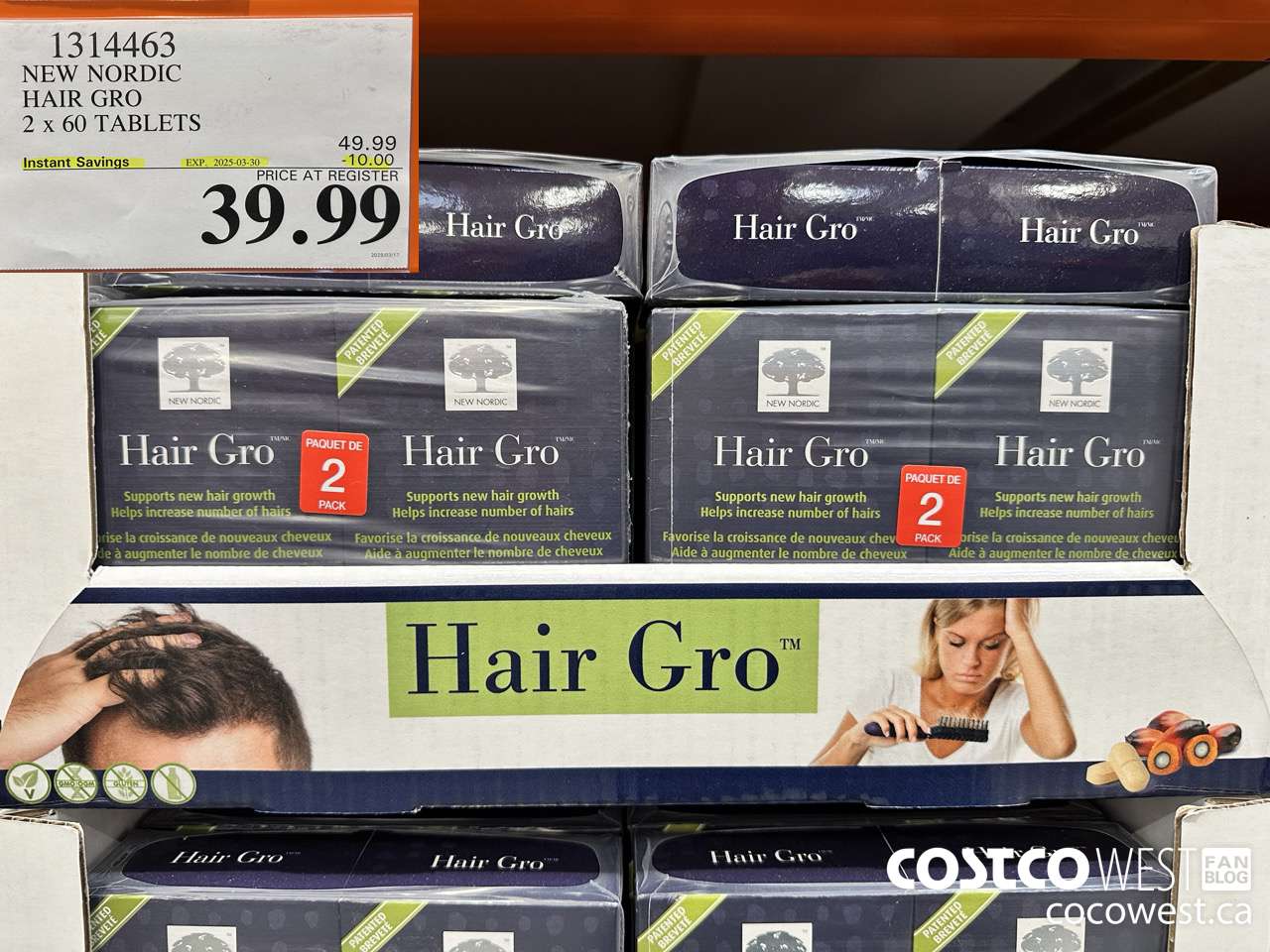 1314463 NEW NORDIC HAIR GRO 2 X 60 TABLETS ($10.00 INSTANT SAVINGS EXPIRES ON 2025-03-30) $39.99